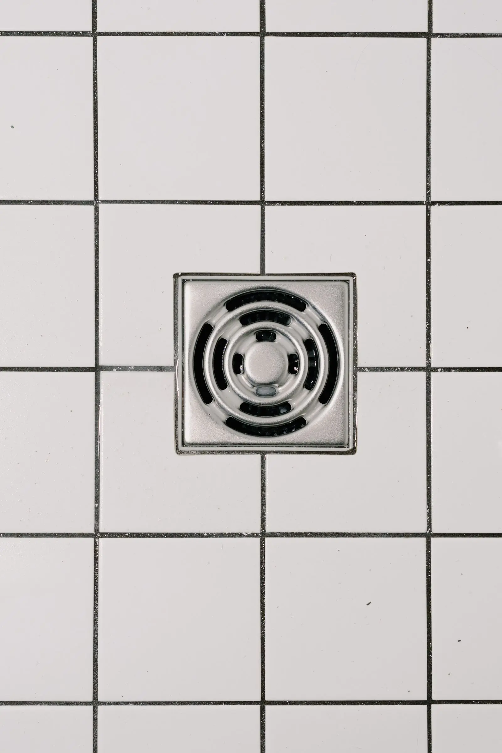 Floor drain in a tiled shower